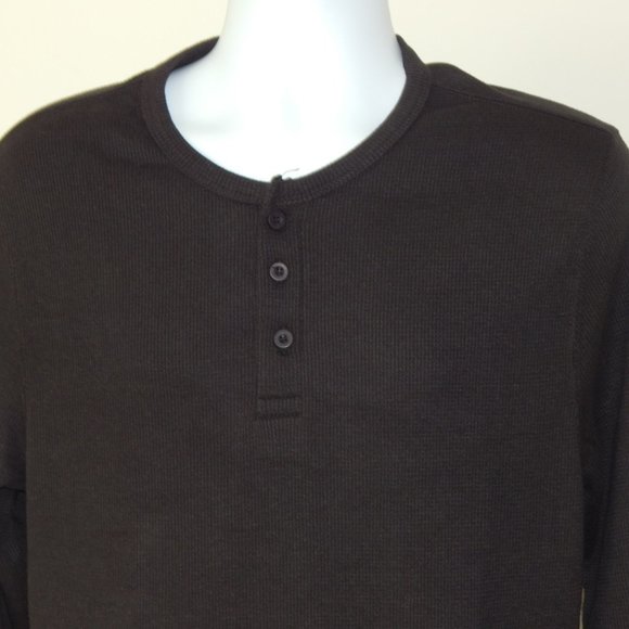 ONIA Henley Waffle Cotton Textured Knit Long Slv Deep Navy Polo Shirt Large NWT - Picture 4 of 7